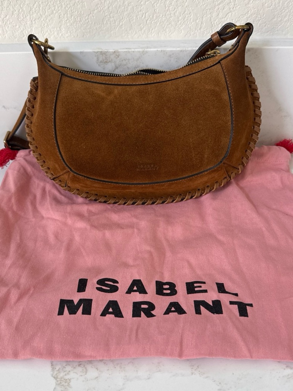 Isabel Marant Suede Oskan Moon Shoulder Bag in Brown - Picture 3 of 6